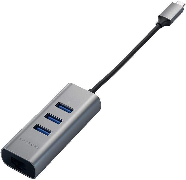 Satechi USB C Hub Adapter, USB C Adapter with 3 USB-A 3.0 Ports and Ethernet Port, for MacBook Air/Pro M5/M4, Dell, HP, Surface, Lenovo, iPad, iPhone 17 - Space Gray