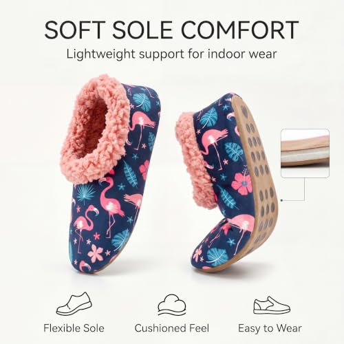 Image of The Metluks Womens Slippers Indoor Soft Sole Slipper Socks | Fuzzy sherpa lining, warm winter comfort, non slip grippers, flexible feel, washable, cozy home wear