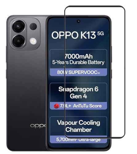 Image of FabeKee Tempered Glass Screen Protector Compatible For Black Cellphone With Edge To Edge Coverage And Easy Installation Kit (Transparent, OPPO K13 5G)