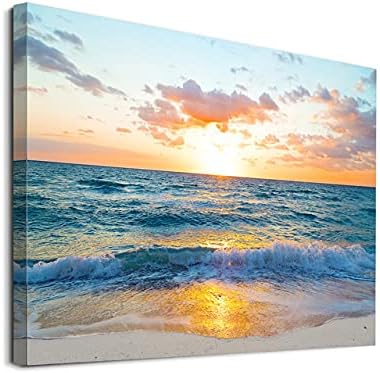 ZOPAC Beach Pictures Wall-Art - Wall Art Modern Home Rustic Nature Pictures Print on Canvas Framed and Stretched Prints Nature Artwork for Home