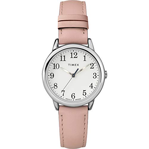 Timex Women's TW2U29700 Easy Reader 30mm Blush/Silver-Tone Leather Strap Watch