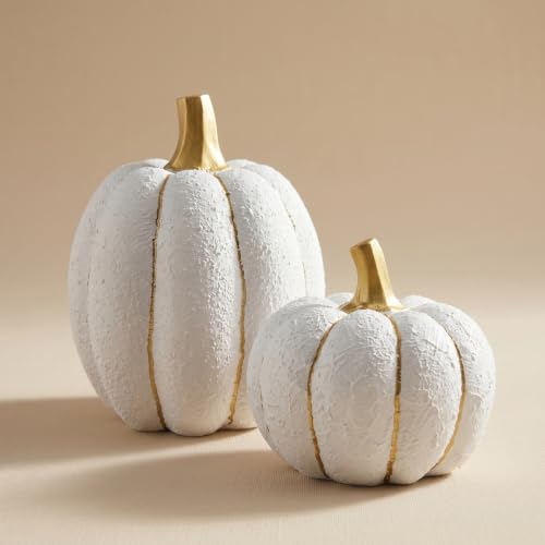 Image of FESTGLOX Fall Pumpkin Decor, 2Pcs Resin Pumpkins for Decorating