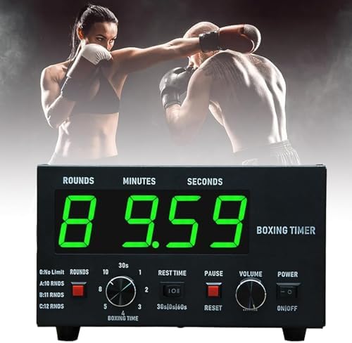Professional Boxing Interval Timer - Customizable Gym Timer with Loud Buzzer & Large LED Display for Outdoor & Fighting Training, Accurate Time Settings for Enhanced Performance