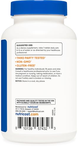 Image of Nutricost N-Acetyl L-Cysteine (NAC) 1000mg, 120 Vegan Tablets, Gluten Free | Vegetarian Supplement, GMO-Free