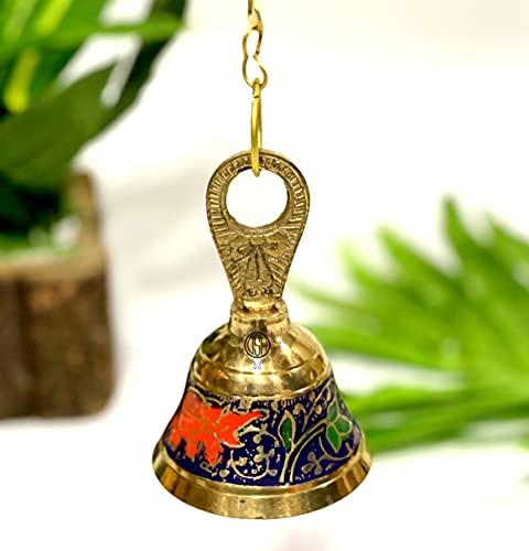 Image of DSH Pure Brass Hanging Bell with Chain for Temple Mandir Door Home Decorative Ringing Bell (Bule, 1)