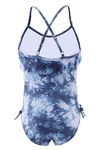 Image of Girls One Piece Swimsuits Halter Bathing Suits Summer Ruffler Swimwear 2-14 Years