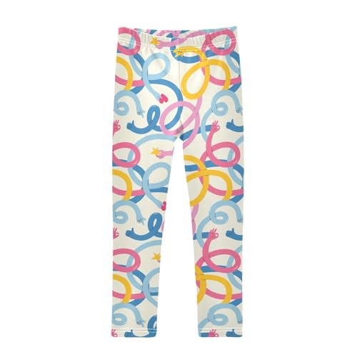 Curve Hand Girls Leggings,Workout Leggings for Girls Toddler Athletic Leggings Size for 3-10T