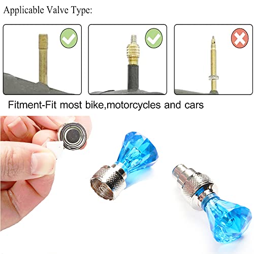Ficbox 12Pcs Led Bike Wheel Lights Tire Cap Valve Stem Lights Lamp For Car Trucks Motorcycle Bicycle (Blue Shell) #TOP4