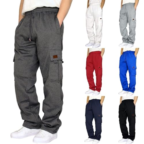 Mens Cargo Sweatpants Baggy Elastic Waisted Joggers Casual Drawstring Loose Fit Fleece Cargo Cotton Hiking Stretch Sweatpants2