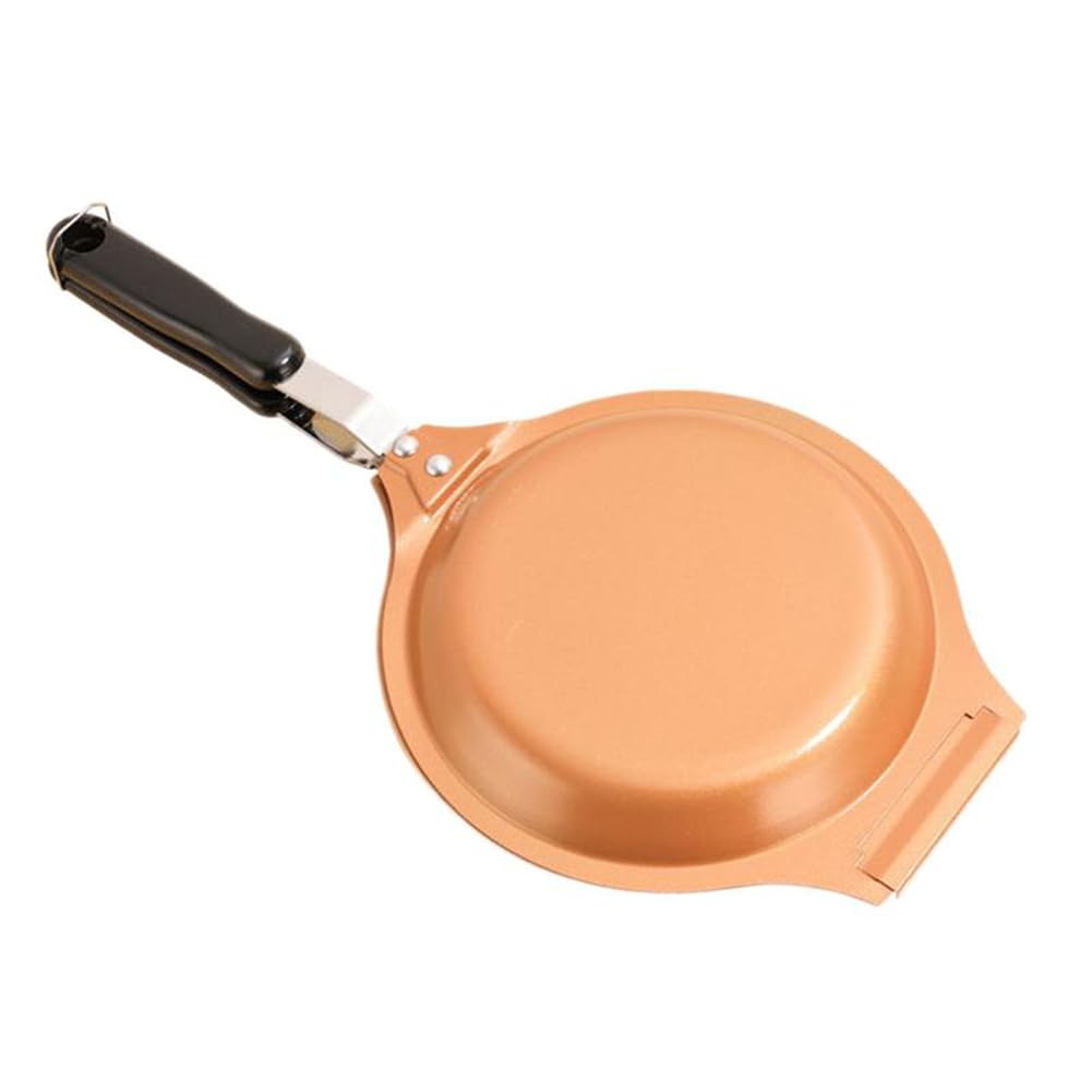 CTRLZS Non-Stick Frying Pan 19 cm Stainless Steel Double Omelette Pan Induction Cooker Pan for Home Camping Garden Picnic