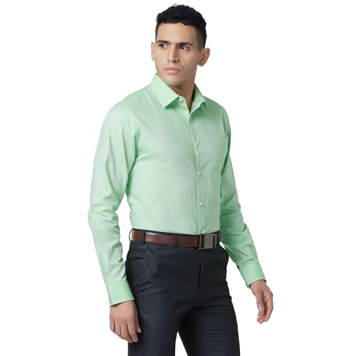 Image of Raymond Men Pure Cotton Slim Fit Structure Pattern Semi Cut Away Collar Formal Shirt