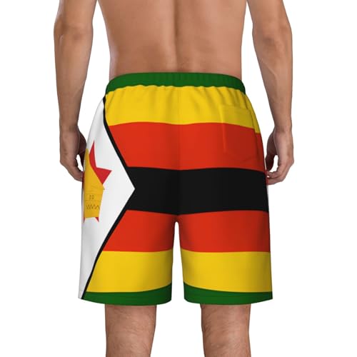Flag of Zimbabwe Men Beach Pants â€“ Swim Trunks for Men,Quick-Dry and Comfortable, Suitable for Beach, Surf, and Everyday Wear Black4