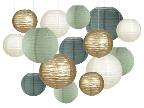 Kellegour Juego De Faroles De Papel Farolillos De Papel Decorativas,15 pcs Faroles de Paper Linterna,Linternas Decorativa de Redonda para Jardín Exterior Fiesta Boda Fiesta Cumpleaños Navidad