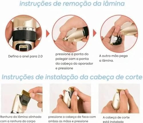Kit Máquina de Tosa Higiênica Profissional para Pet, Cães e Gatos, Recarregável USB, Silenciosa, Por