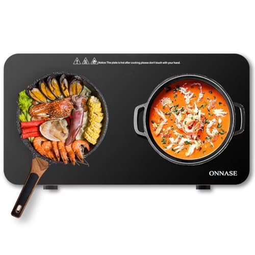 Electric Stove 2 Burner Electric Cooktop 1800W Hot Plate for Cooking Portable Induction Cooktop with Double Burners for Home Kitchen, Apartment, RV