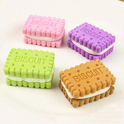 GlobalNiche® 4pcs Mini Cute Biscuit Rubber Pencil Eraser For ld Stationery Prize Cleaning Tools Sponges (3722)