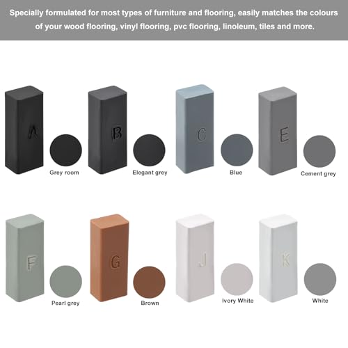 8 Stück Wachskitt Grau Laminat Wachs Reparaturset Grau Weiß Hartwachs Fliesen PVC Viny Möbel Parkett Holzwachs Reparatur Boden Linoleum Reparaturset zum Auffüllen Reparieren von Kratzern und Löchern