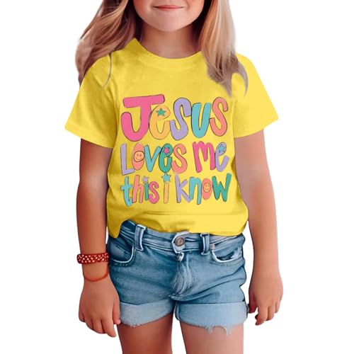 Image of BINTEHGS Jesus Shirts for Kids Christian Graphic Tees for Girls Religious God Tshirts Inspirational Bible Verse Cute T-Shirts