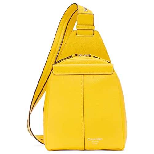Image of Calvin Klein Women's Myra Backpack for Women - Vegan Leather Convertible Sling Backpack, 2 Pockets, Daffodil, One Size