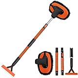 YeewayVeh Car Wash Brush, 55" Telescoping Microfiber Car Wash Mop with Long Handle, 180° Rotating So