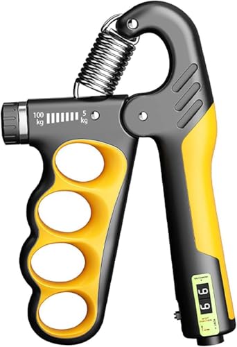 Image of inchLeosportz Hand Grip Strength Trainer (100 kgs) - Forearm Strength Trainer Adjustable Gripper | New Improved Design for Heavy Strength Training (Yellow, 100 kg) inch