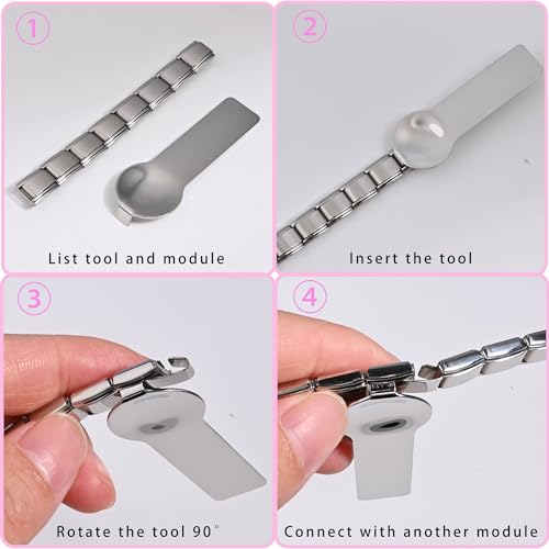 10 Pcs Italian Charm Bracelet, Diy Italian Charms, Classic 2000S Cute Modular Link Starter Charm Bracelet Jewelry Gifts For Women Girl With Tool4