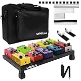 UPELLA Guitar Pedal Board with Carry Bag Hook Loop, 15'' x 8.66'' Aluminum Alloy Lightweight Guitar Effect Pedalboard, Black