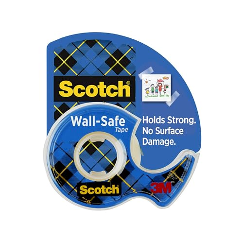 Scotch Wall-Safe Tape, 1 Dispenser Roll, Removable Wall Safe Tape, for Hanging Photos, Art, Décor, 3/4 in x 650 in