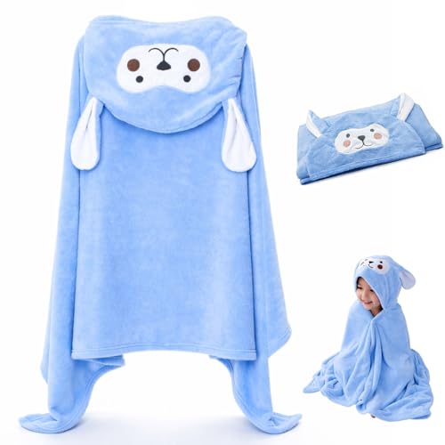 Image of SIGNAMIO Baby Towels 2-4 Years - Soft Poncho Hooded Bath Towel for Kids - Lightweight Baby Towel for 0 to 6 Month - Premium Material for Comfort and Absorbency - Blue Color