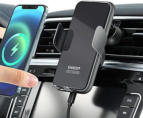 Wi-fi Automotive Charger – Air Vent Cellphone Holder, 15W Quick Automotive Charging Auto-Clamping Mount, Windshield Dashboard Automotive Equipment Suitable for iPhone 12/Mini/11/Professional Max/XS/XR/X/8, Samsung S10/S9
