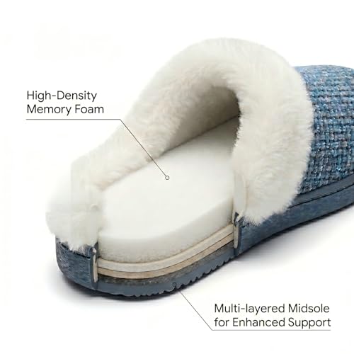 Image of ULTRAIDEAS Women's Breathable House Slippers with Memory Foam, Lightweight Cotton Blend Lining, Indoor Outdoor Slip On Design, Non Slip Rubber Sole for Bedroom, Machine Washable
