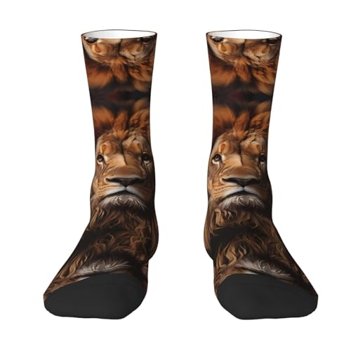 XZDWPY The Lion's Gaze Unisex Mid-Calf Socks White Polyester Skin-Friendly Moisture-Wicking Fashionable Crew Socks