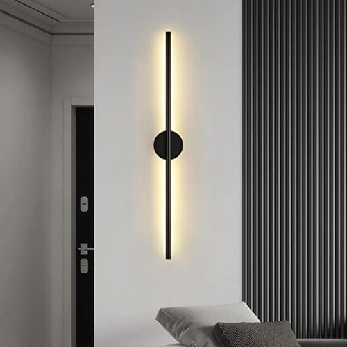DSFFD LED Long Strip Wall Lights, Modern Simple Aluminum Mounted Indoor Bedside Decoration Light, Background Linear Sconce Lamp, for Bedroom Living Room Corridor Stairs,Black a,60CM