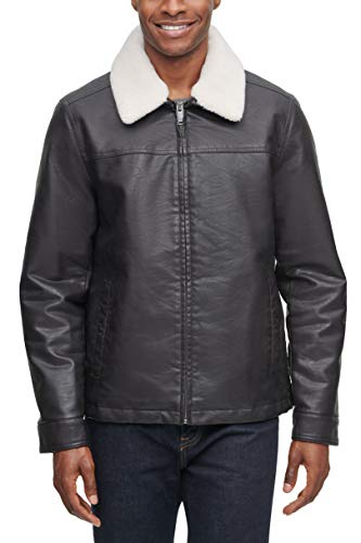 Dockers Men's James Dean Faux Leather Jacket With Removable Sherpa Collar, Dark Brown, X-Large #TOP2