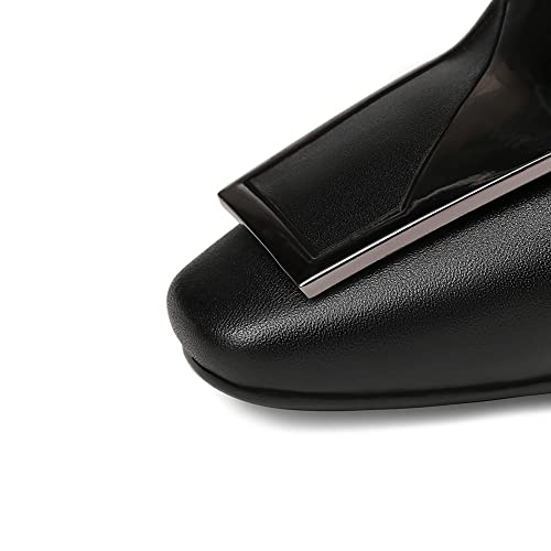 TinaCus Women's Genuine Leather Square Toe Handmade Buckle Décor Casual Flat Shoes4