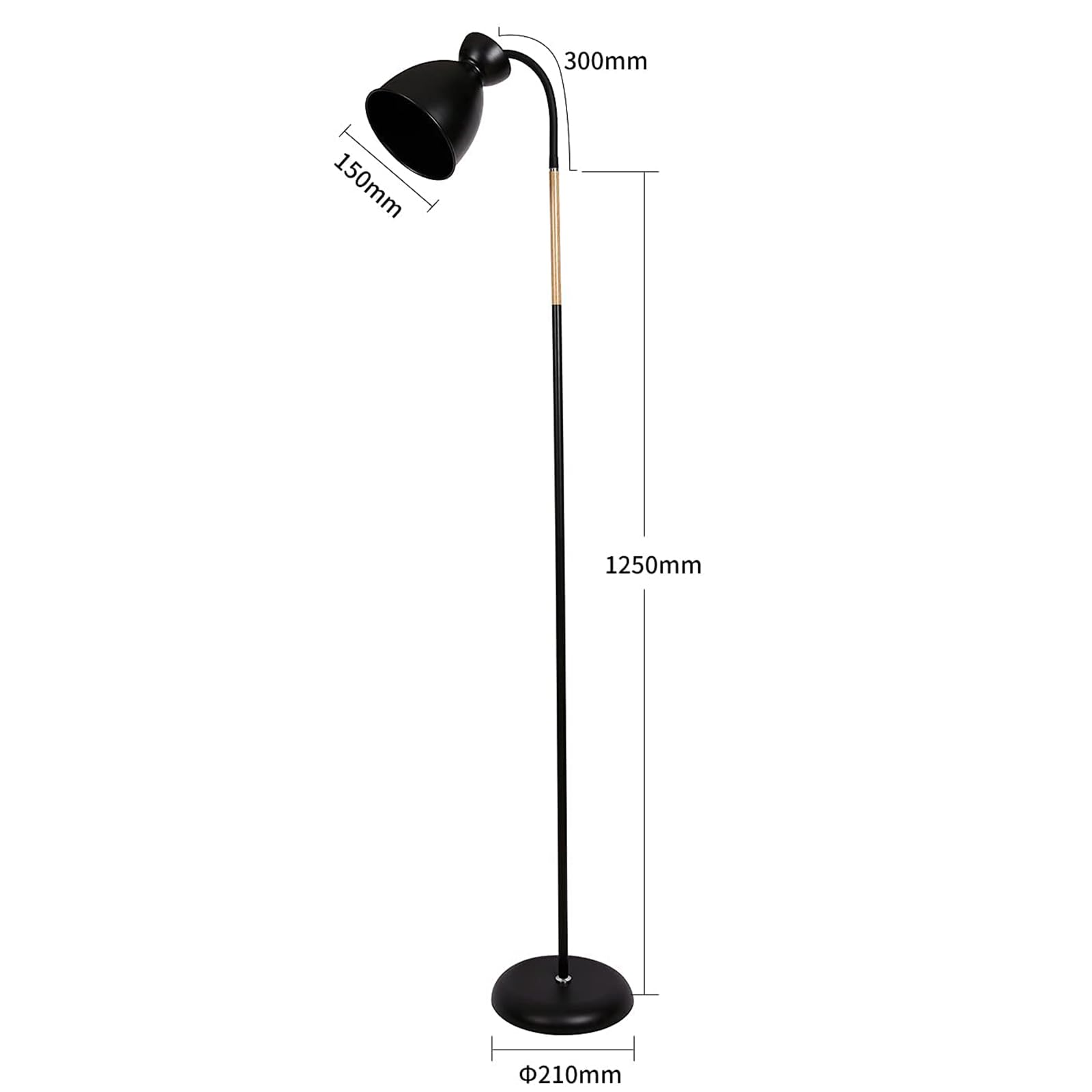 Amdelne Lampada da Terra Vintage in Metallo, E27 MAX 60W Lampada a Stelo da Terra LED con Lampadina Esclusa, Nero Piantana Luce Regolabile H 159 cm Design per Salotto, Camera da Letto, Ufficio, Studio