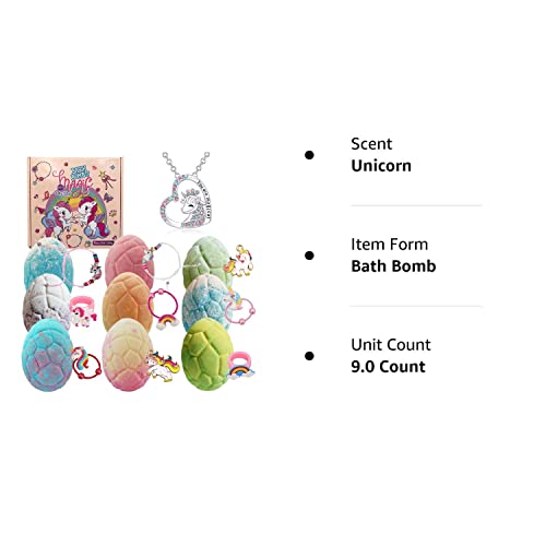 Unicorn Bath Bombs Gift Set With Jewelry Inside, 9 Pack Organic Kids Bath Bombs With Surprise Inside, Magic Unicorn Bath Bombs With Jewelry For Girls……… #TOP6