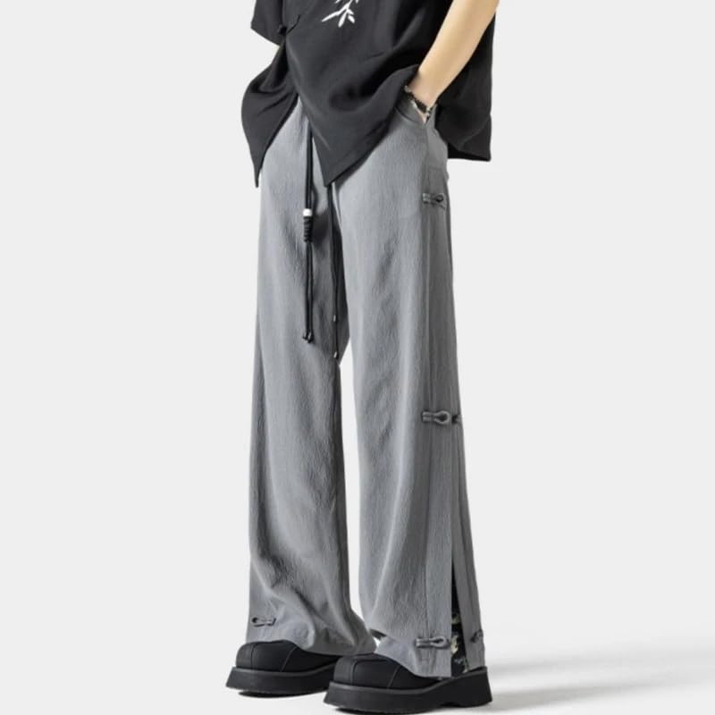 Summer Loose Ice Silk Thin Trousers for Men Korean Casual Straight Pants Man2