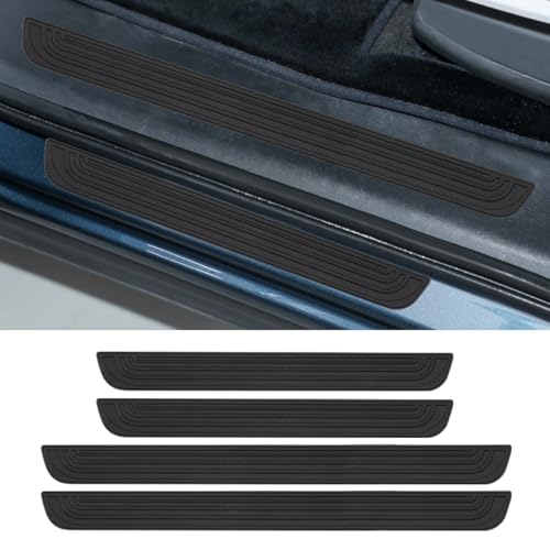 4PCS Car Door Sill Protector, Anti-Scratch Car Door Edge Guard, Waterproof Door Sill Stickers, Front/Rear Door Step Guard, Door Entry Guard Decoration Accessories for Car Truck SUV (Black)