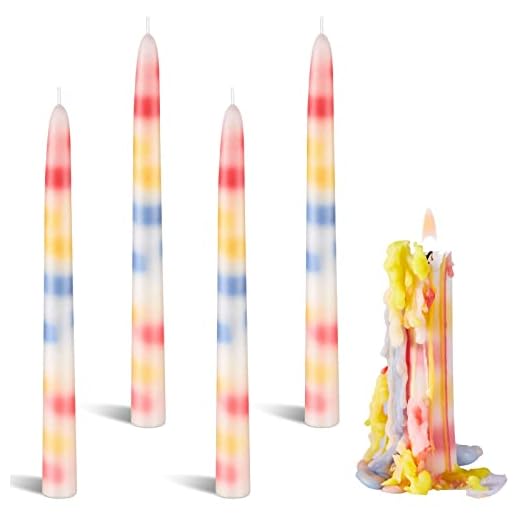 Treela 4 Pcs Multi Color Drip Candles Rainbow Colored Dripping Candles for Wine Bottles Home Decor, 2 Candles Per Box