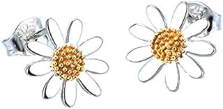 MixiuEuro Women Girls Daisy Stud Earrings, 925 Sterling Silver Gold Plated Juhua Daisy Flower Stud Earrings Jewellery Gift For Girls Child