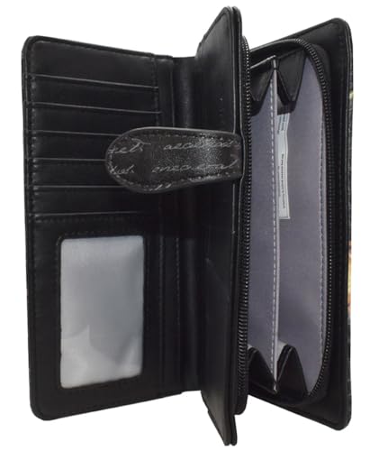 Shag Wear Acorn and Chickadee Large Wallet for Women and Teen Girls Vegan Faux Leather 7" Black4