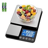 Diyife Balance de Cuisine Haute Précision à Double Plateforme[500G/0.01G & 15Kg/1G], Balance Alimentaire, Accumulation De Poids, Écran Lcd Rétroéclairé, Arrêt Automatique
