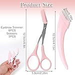 9 Pcs Eyebrow Trimmer Scissors with Comb, Curved Eye Brow Razor, Non-Slip Stainless Steel Facial Hair Removal Grooming, Brow Shaping Beard Shaving Kit Beauty Accessories for Women Men - Image 2