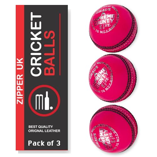 Balle de cricket lot de 3 Supreme County en cuir poids 155g équipement sénior de club
