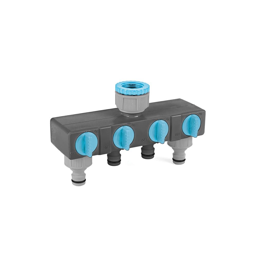 Flopro Four Way Tap Garden Hose Connector, Blue