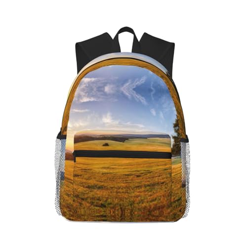 Mochila para la universidad y trabajo con estampado otoñal de hierba dorada