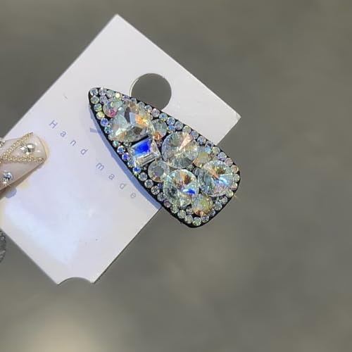 Eleganti fermagli per capelli a triangolo con strass, geometrici, per frangia e capelli laterali, forcine leggere sicure per lo styling quotidiano, bianco (A)