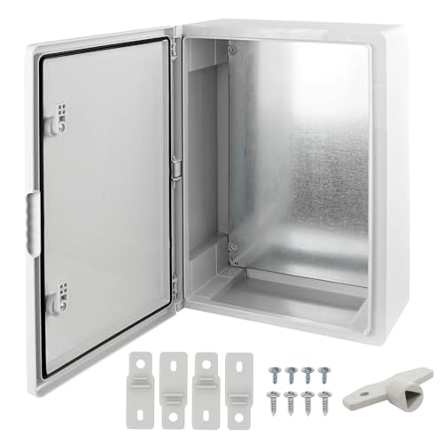 Ralertreik Armario de Distribución para Pared con Placa de Montaje Galvanizada, Caja Industrial de Control Vacía de Plástico ABS con Puerta Protección IP65, tamaño 300x400x170