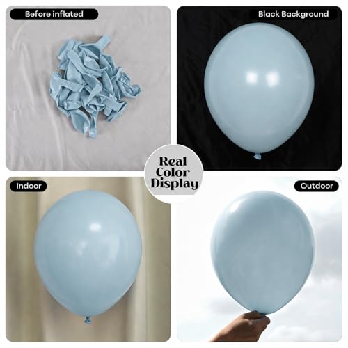 Image of Togvu Dusty Blue Balloons, 50Pack 12 Inch Light Blue Boho Latex Party Balloons for Bridal Baby Shower Gender Reveal Easter Birthday Party Decorations